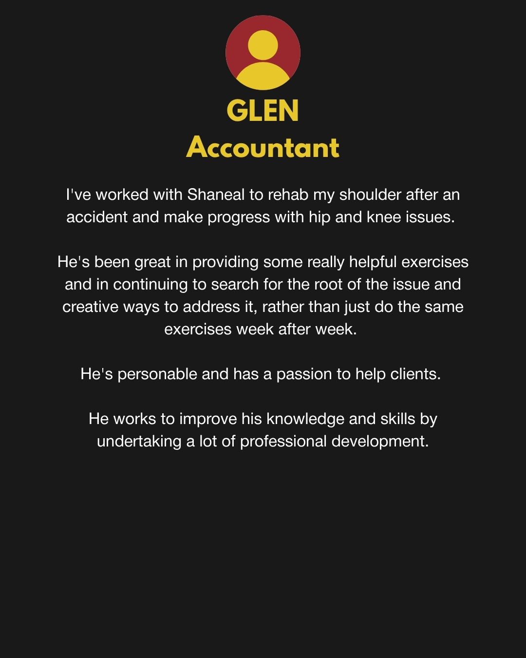 Glen's testimonial: Accountant
