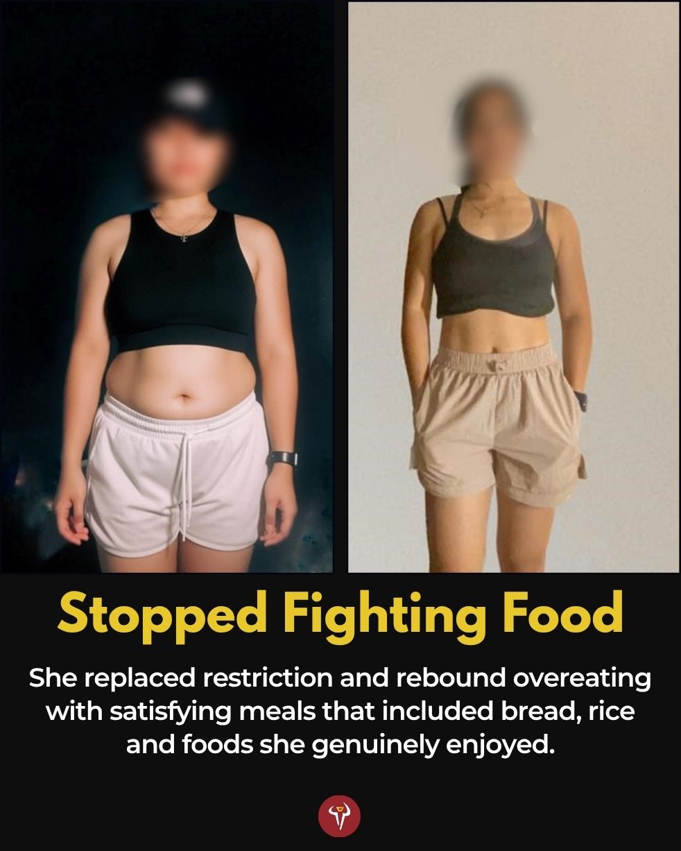 Nora's before and after transformation: Stopped Fighting Food