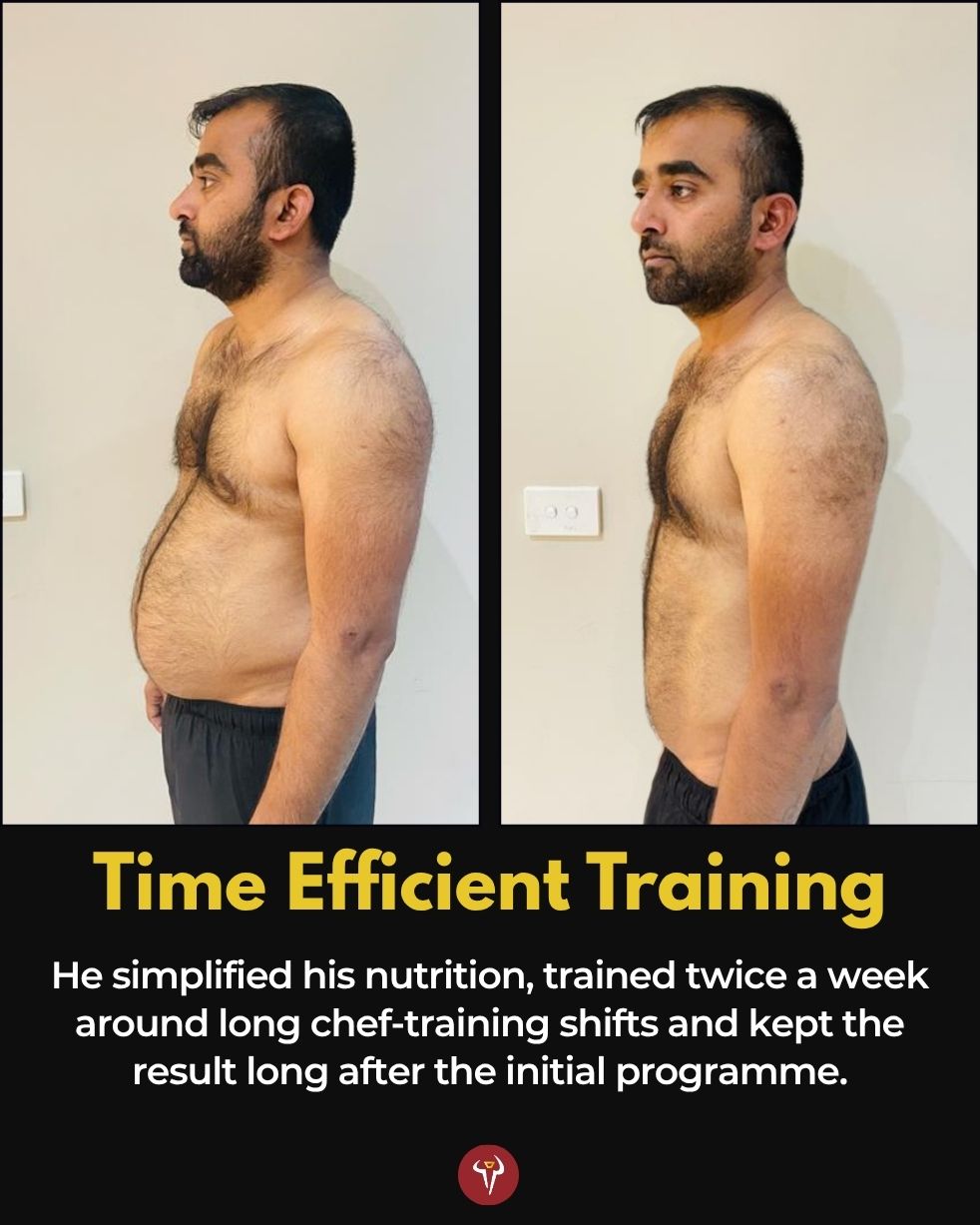Harish's before and after transformation: Time Efficient Training