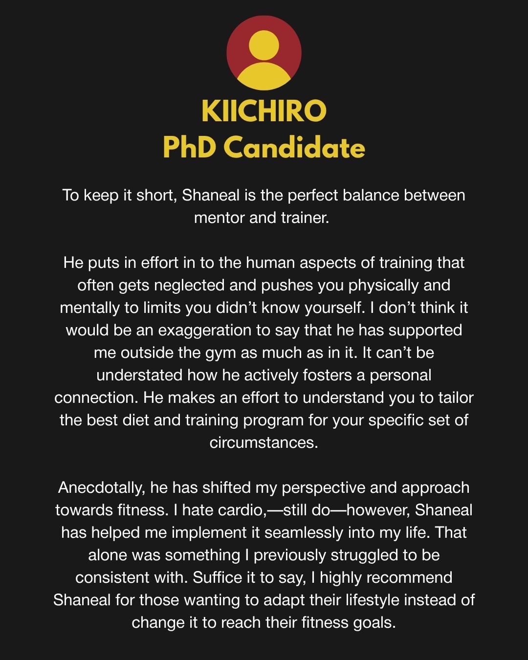 Kiichiro's testimonial: PhD Candidate