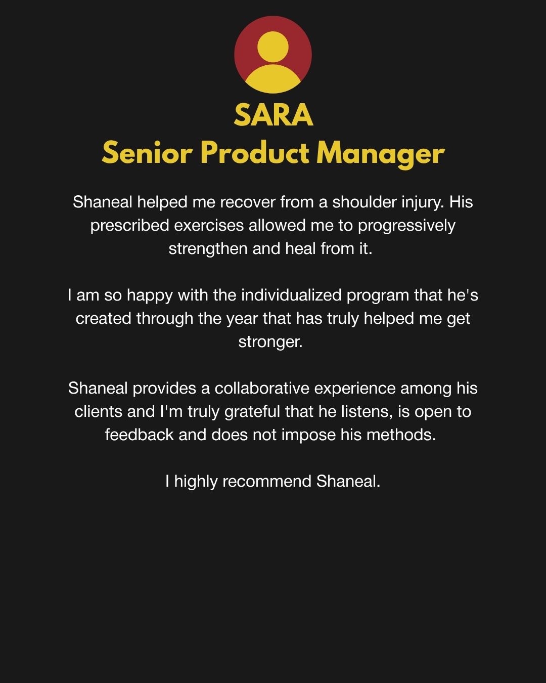 Sara's testimonial: Senior Product Manager